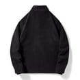 thumbnail image 3 of PiGOGI Men Casual Fashion Solid-Color Fleece Pocket Zipper Long Sleeve Stand-up Collar Jacket Black 2XL, 3 of 5
