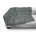 thumbnail image 2 of Floral Soft Flannel Fleece Throw Blanket, Flowers Feminine Vintage English Blossoms, Cozy Plush for Indoor and Outdoor Use, 70" x 90", Sea Blue Mustard, by Ambesonne, 2 of 5