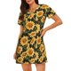 thumbnail image 1 of Easygdp Vintage Black Plaid Sunflower Camisón de manga corta para mujer, informal, estampado, 1 of 6