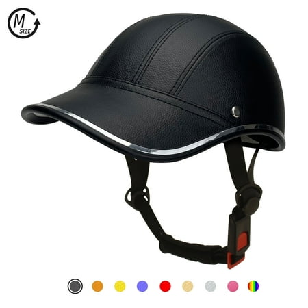 HOYUFEI Adults Bike Helmet for Men Women Youth - Safety Urban Style Leather Cover Baseball Cap Visor - Ideal for Mountain Road MTB Ebikes Bicycle Helmets(Black, Medium )