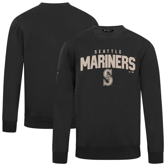 Men's Levelwear Black Seattle Mariners Zane Team Arch Pullover Sweatshirt