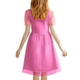 thumbnail image 3 of Zpanxa Chemises d'Été pour Filles Robe en Maille à Manches Courtes Enfants Taille Haute Ligne A Robe Décontractée pour Filles avec Polyester Spandex 5 Ans, 3 of 6