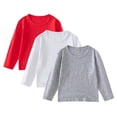 thumbnail image 1 of Gubotare T-Shirts Garçons T-Shirts Garçons Filles Chandail à Manches Longues Doux Col Rond T-Shirts à Manches Longues T-Shirts de Base 3 Pcs Taille 6-7 (Gris, 6-7 Ans), 1 of 9