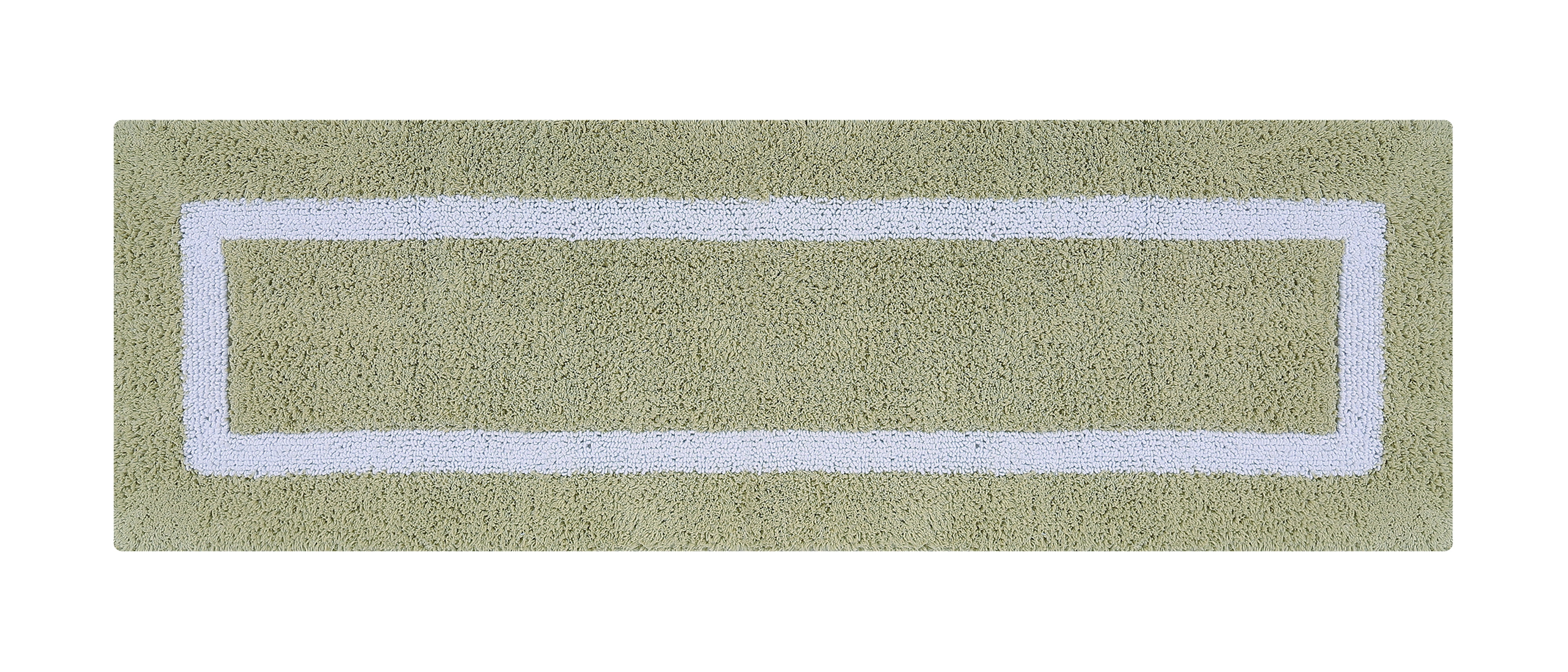 Better Trends 100% Cotton 20" x 60" Bathroom Runner Rug Extra Soft Water Absorbent Reversible Machine Washable Mat for Bathroom Floor, Laundry Room Hotel Multi Collection - Sage/White
