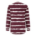 thumbnail image 5 of FRSASU Womens Tops Dressy Casual Crew Neck Stripe Print Long Sleeve Work Fashion Blouses with Pocket Wine M(M), 5 of 5