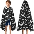 thumbnail image 3 of Black Halloween Bat Silhouettes Hooded Bath Towel，60"x35" for Ages 3 To 12 Kids, Quick Dry Lightweight Soft Microfiber Hood Beach Towel Cover Up for Kids, 3 of 7