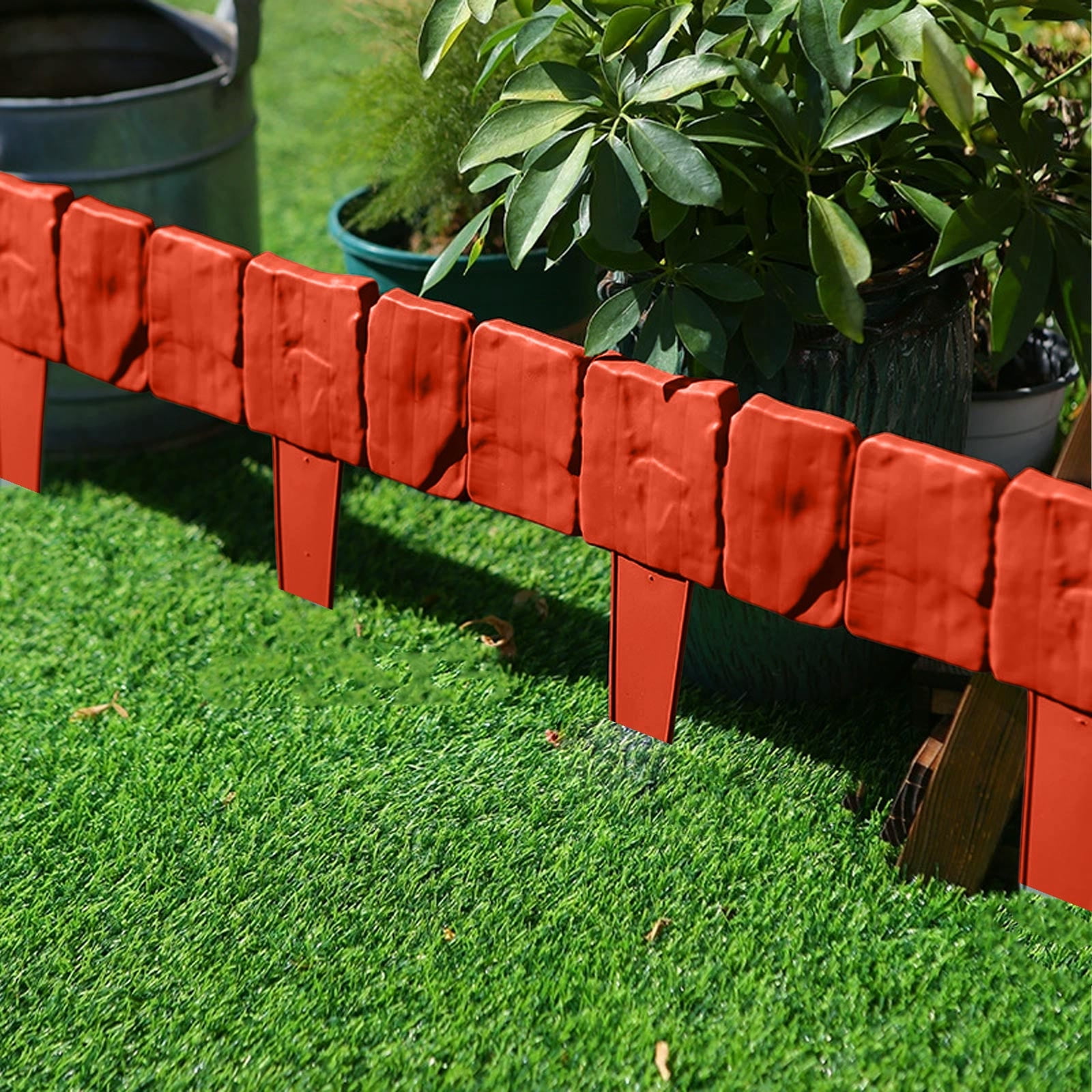 Garden Edging Border- Lawn Fence Plastic Cobblestone Effect Edging Lawn Trimming Garden Patio Decor