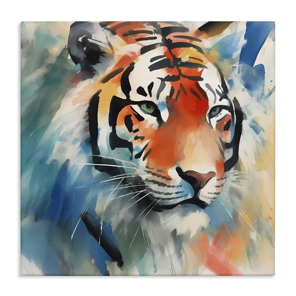 Stupell Industries Bold Modern tiger Animals & Insects Painting Gallery Wrapped Canvas Art Print Wall Art, 17 x 17