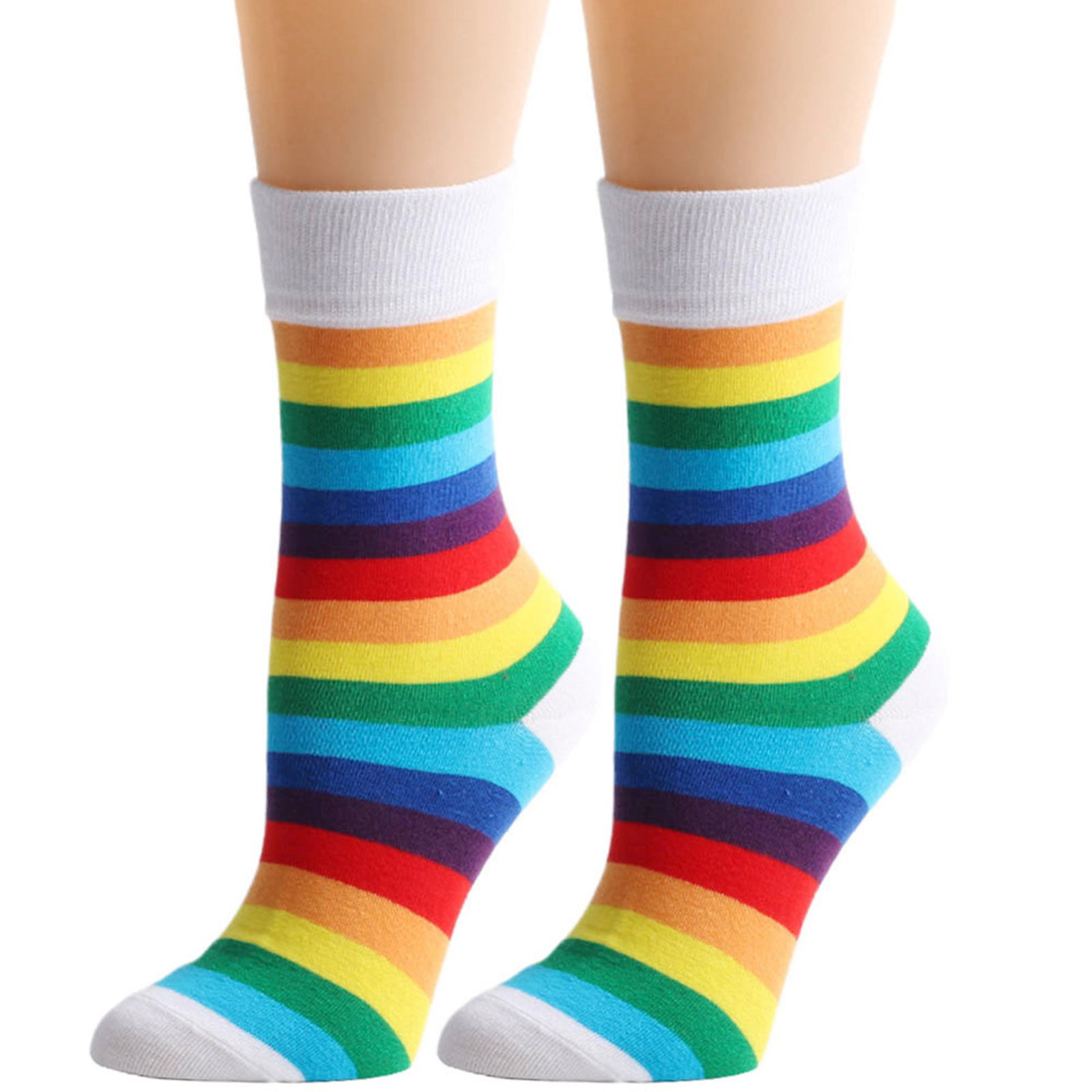 2 Pair Mens Womens Rainbow Striped Ankle Socks One Size Casual Sport Socks UK