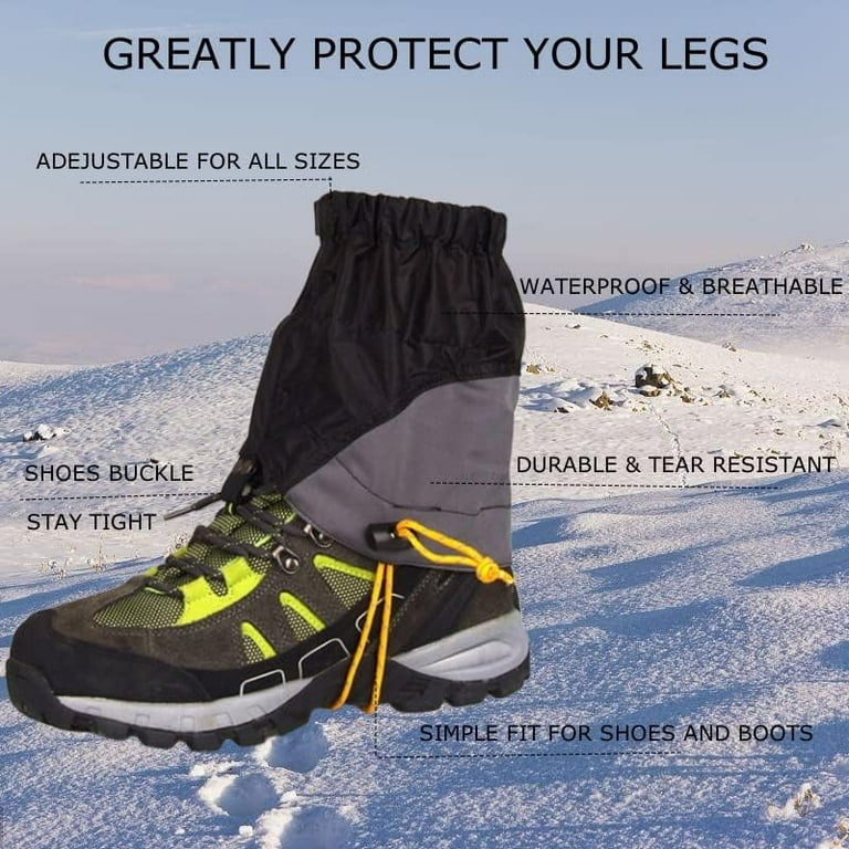 Lightweight Hiking Gaiters for Men Women Adjustable Waterproof Lower Leg Gaiters for Hiking Hunting Snow Trail Running Backpacking Trimming