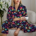 thumbnail image 5 of KLL Skull mushroom colorful Print Women's Long Sleeve Pajamas with Pants Sleepwear Loungewear 2 Set-XX-Large, 5 of 7