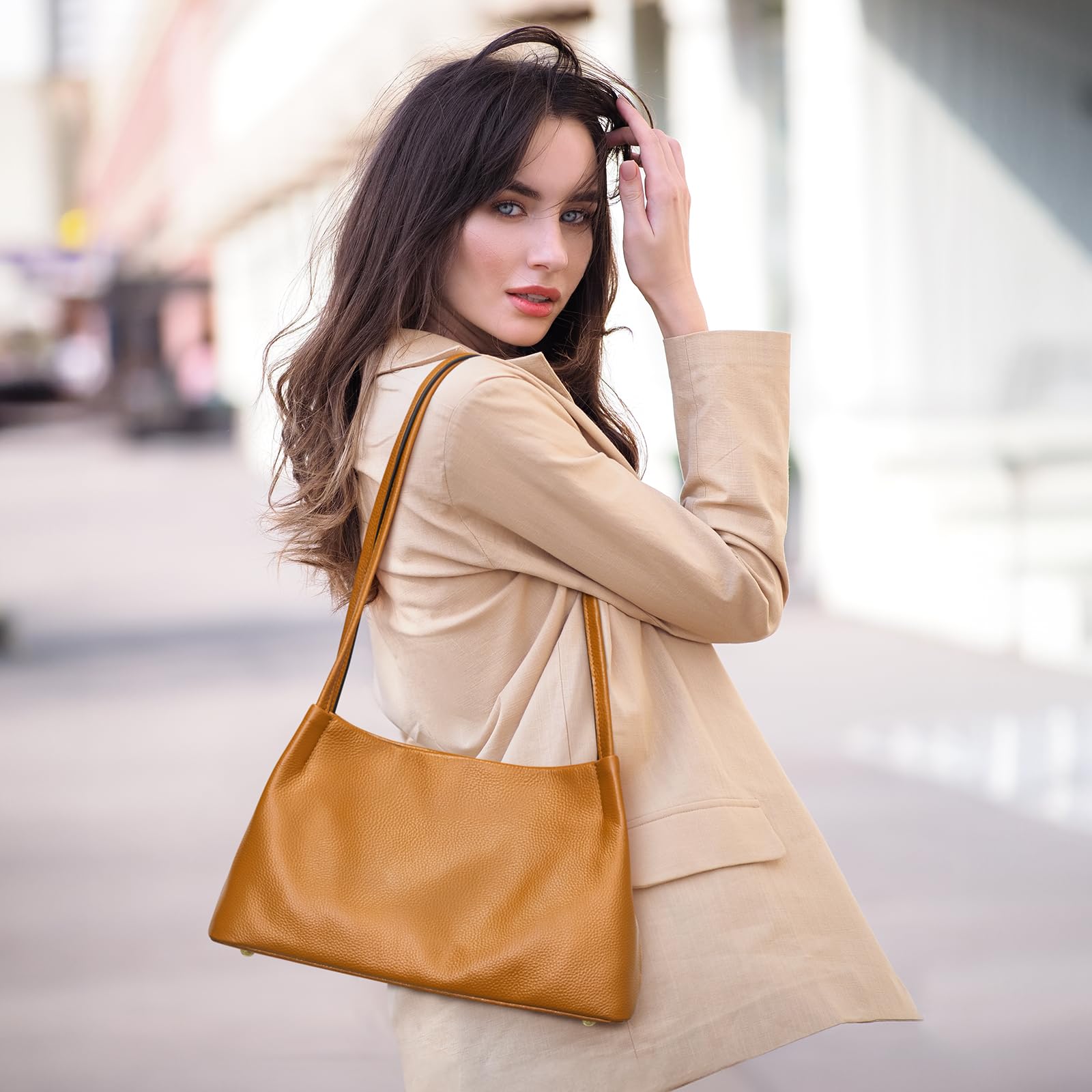 Kattee Leather Purses and Handbags for Women, Soft Genuine Leather Shoulder Hobo Bags with Top Magnetic Snap Closure