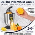 thumbnail image 4 of Eurolux Premium Electric Orange Juicer | Stainless Steel Citrus Squeezer With New Ultra-Powerful Motor and Soft Grip Handle for Effortless Juicing, Auto Shutoff, Dishwasher-safe Parts, Pulp Control, 4 of 5