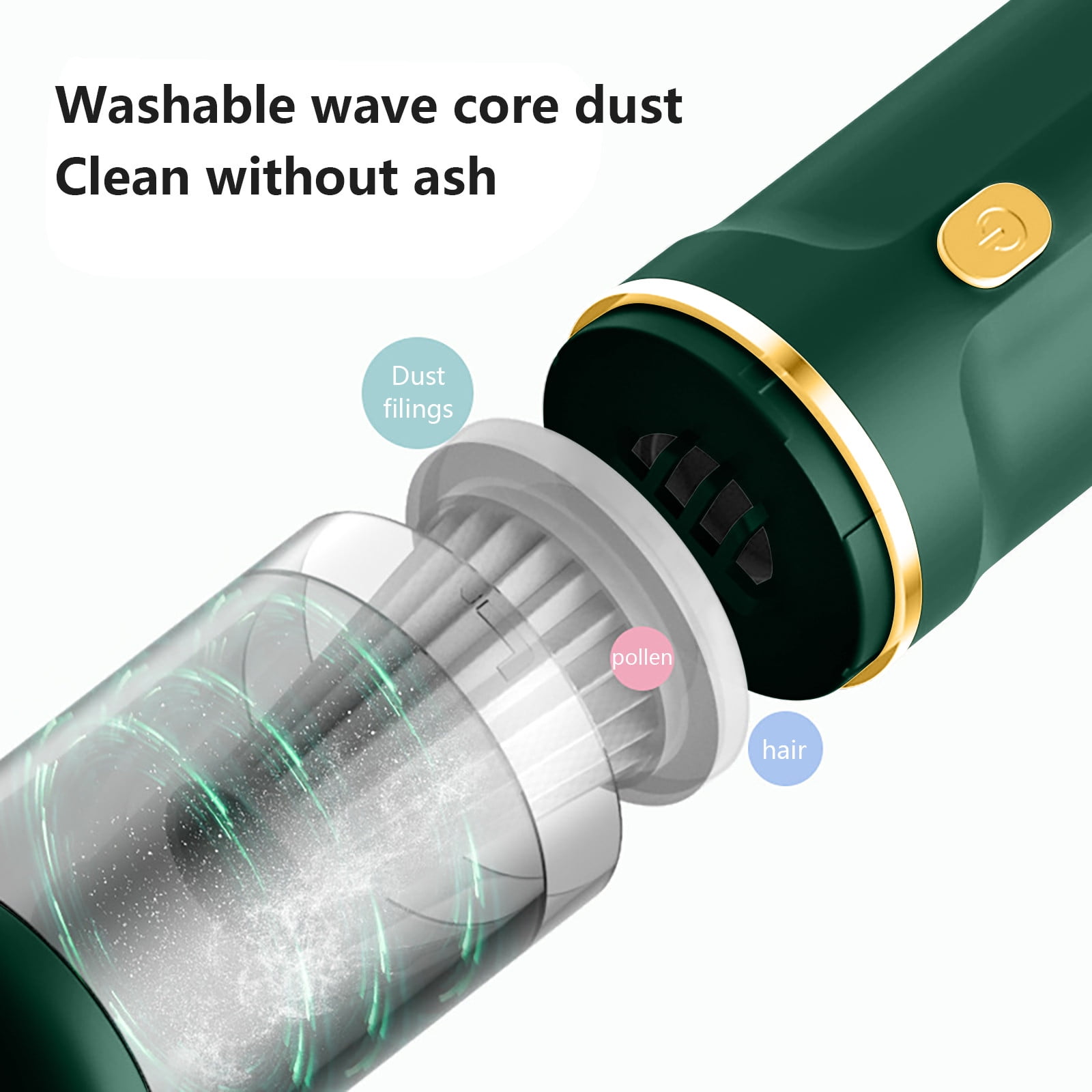 Rechargeable Cordless Car Vacuum Cleaner, Handheld Vacuum for 2 in 1 Blowing and Vacuuming, Keyboard Dustbuster for Small Crevices, with Brush Adapter,Green