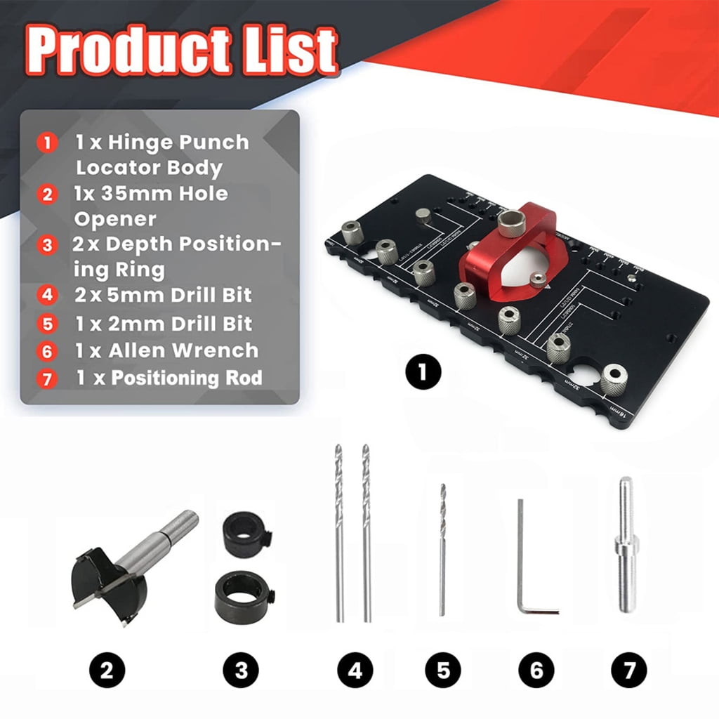 Zeiwohndc 35mm Cabinet Hinge Jig Concealed Drilling Hole Puncher, Locking Woodworking
