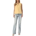 thumbnail image 2 of INSPIRE CHIC Cute Gingham Sleeveless Tops for Women's Peter Pan Collar Ruffled Trim Button Down Blouse M Yellow, 2 of 6