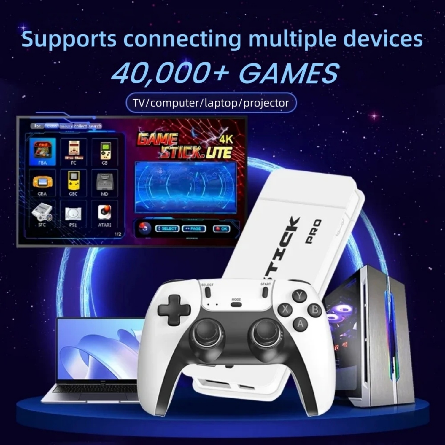 ZYTKWT M15 Video Game Console - 4K HDMI, 2.4G Wireless Controller, 64GB, 40,000+ Games, 28 Emulators, Portable Game Stick