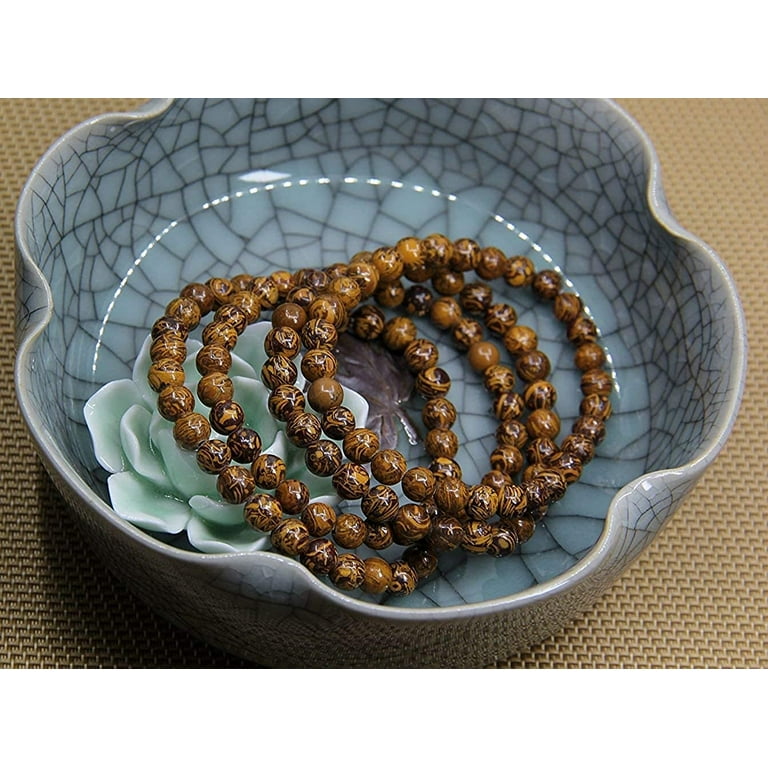 Natural Fossil Stone Beaded Stretch Bracelet