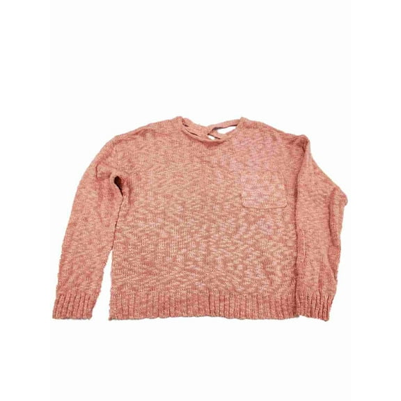 Womens Coral PInk Knit Long Sleeve Front Pocket Winter Sweater XL