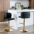thumbnail image 2 of Round Kitchen High Bar Chairs with Golden Base PU Upholstered Bar Stool Chair Height Adjustable from 25-33 Inch Counter Chair with Back Swivel Barstool with Footrest for Kitchen (Set of 6), 2 of 9