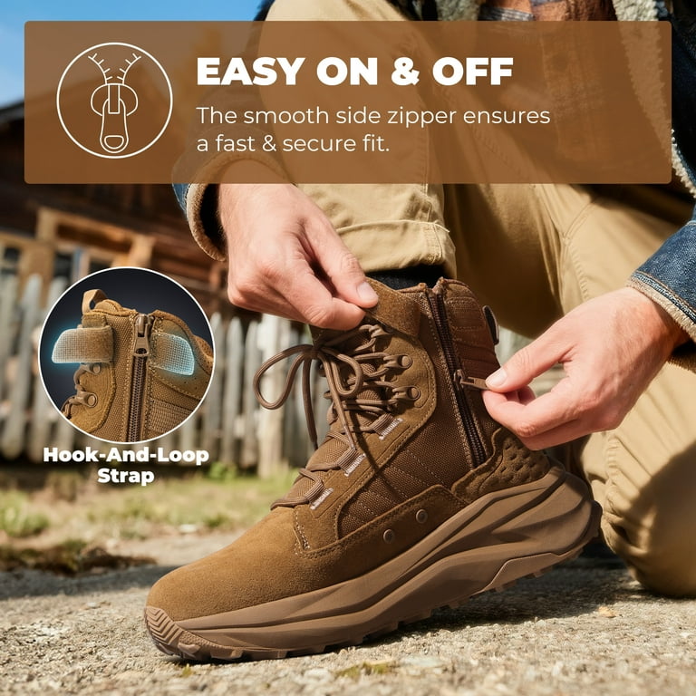 NORTIV 8 Men's Wide Toe Box Work Military Tactical Boots Barefoot