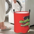 thumbnail image 5 of Daiia Cool Crocodile With Sunglasses Round Laundry Basket with Handles Thickened Waterproof Circular hamper,Dirty Clothes Storage Basket for Bedroom,Bathroom,College Dorm-Medium, 5 of 6