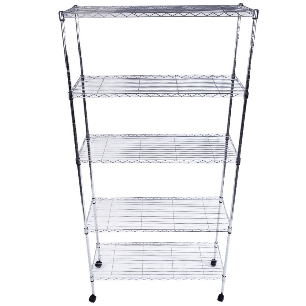 5-Layer Shelf with 1.5" Nylon Wheels, Chrome Plated Iron, 165*90*35cm