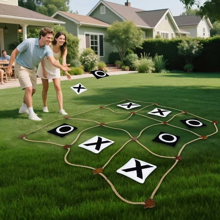 Outdoor Giant Tic Tac Toe Game for Kids Adults, Large Lawn Yard Backyard Game for Family, Birthday Party, Carnival, Playground Fun