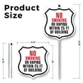 thumbnail image 2 of No Smoking vaping Within 25 Feet Of Building (10 Pack) 12 inch X 12 inch Shield Shaped Commercial Grade Plastic Signs with Aluminum Mounting Stakes Weather Resistant Made in the USA, 2 of 8