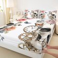 thumbnail image 4 of Castle Fairy Watercolor Floral Skull King Sheets 4pcs,Spring Garden Butterfly Bedding,Ivory Blush,1 Fitted Sheet,1 Flat Sheet and 2 Pillowcases, 4 of 6