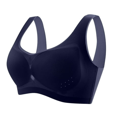 Sexlip Ultra Thin Ice Silk Bra  Push Up Bralette Seamless Bra Comfort Cooling Gathers Shock Proof Pad Blue L