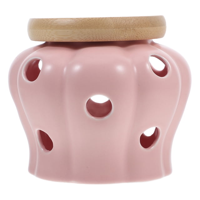 Tarro de cerámica para guardar ajo, con ventilación para encimera de cocina, para jengibre, cebolla y ajo, con tapa, accesorio para el hogar