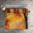 thumbnail image 2 of Ambesonne Autumn Quilted Coverlet 3 Pcs, Forest Trees Leaves, King Size, Orange Brown, 2 of 2