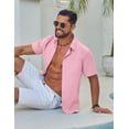 thumbnail image 3 of COOFANDY Men' Button Down Shirts Short Sleeve Shirts for Men Linen Textured Cotton Shirt, 3 of 6
