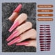 thumbnail image 5 of Qarigey 24 piezas de barniz de diseño de ataúd de uñas postizas puntas de uñas artificiales extralargas suministros de manicura estilo Arte de uñas rosa oscuro rojo, 5 of 6