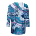 thumbnail image 5 of ICHUANYI Clearance Women's Fashion Printed Mid-length 3/4 Sleeves V-Neck Casual Tops T-shirt(Blue, XL) ICHUANYI WER2023081011331, 5 of 5
