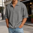 thumbnail image 2 of JAJAHO Polo Shirts For Men Casual Oversized Waffle Quarter Zip Half Sleeve Drop Shoulder Solid Color Lapel Shirts Summer Comfy Tops, 2 of 6