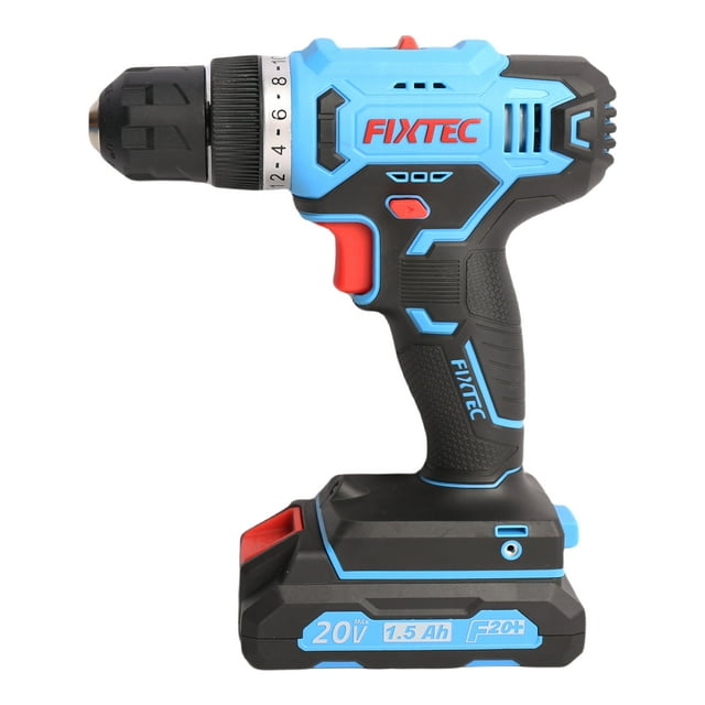 Fixtec 20V Cordless Drill with (2) Batteries, Charger, Storage Case, Accy's
