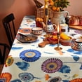 thumbnail image 4 of Fall Thanksgiving Double Border Decoration Tablecloth,Turkey & Pumpkin Harvest Tablecloths, Waterproof Spillproof Table Cover for Dinner Kitchen Party Holiday Decorations, 60”x 84” Oblong/Rectangle, 4 of 5