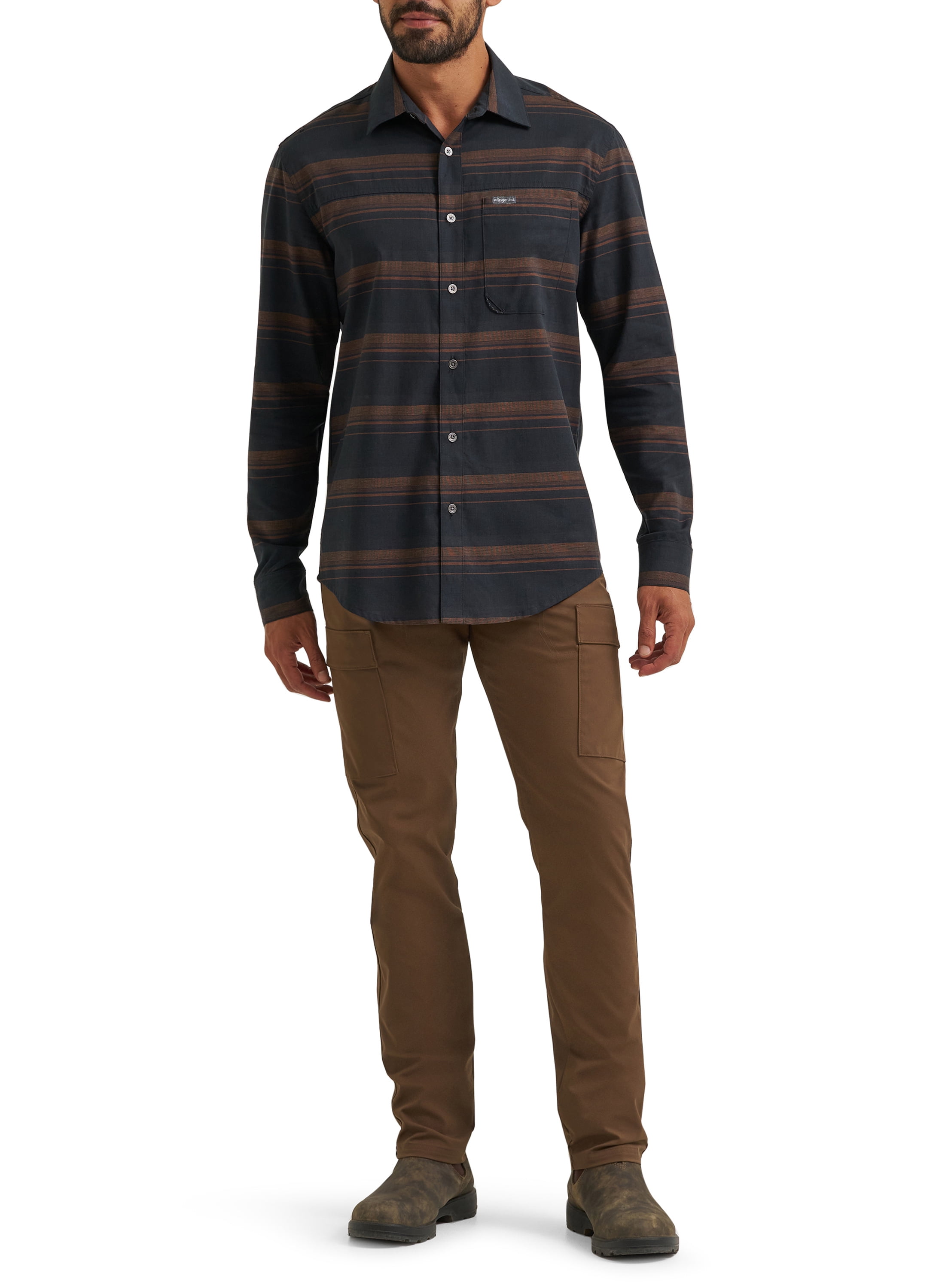 Wrangler Mens Long Sleeve Outdoor Single Pocket Shirt