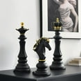 thumbnail image 6 of Chess Statue Decor Piece Set: 3PCS Decorative Resin Chess Sculpture, King Queen Knight Statue Chess Piece Decor, Retro Collectible Figurine Ornaments for Home Office Desk Wine Cabinet Gift (Black), 6 of 6