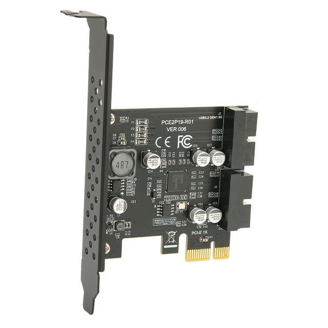 PCIE To USB 3.2 Expansion Card, Usb Expansion Card High Speed Dual Port 5Gbps For PC 19PIN Black Board