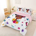 thumbnail image 2 of Castle Fairy Cute Black Girl Full Size Comforter Sets 3-Piece,Spring Garden Flowers Butterfly Bedding Comforter Set,Crimson Azure Lime,1 Comforter and 2 Pillowcases, 2 of 6