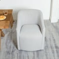 thumbnail image 3 of 25" Wide Upholstered Dining Chairs with Casters Modern Performance Fabric Barrel Back Rolling Dining Armchair for Kitchen Dining Room Living Room (Light Gray), 3 of 10
