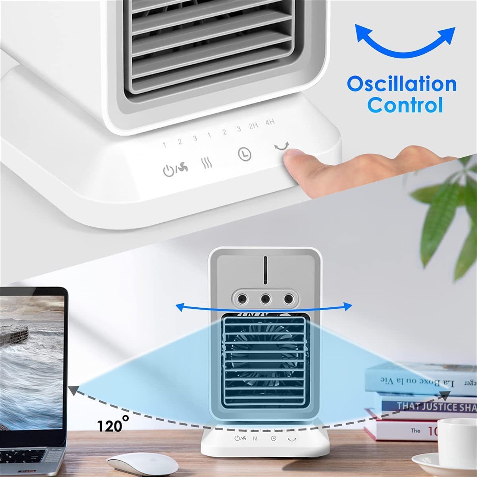 PHIGZNT Portable Air Conditioners Rechargeable, 5200mAh Mini Air Conditioner, Personal Air Cooler with 3 Speeds, Small Desk Air Conditioner for Bedroom, Office, Outdoor
