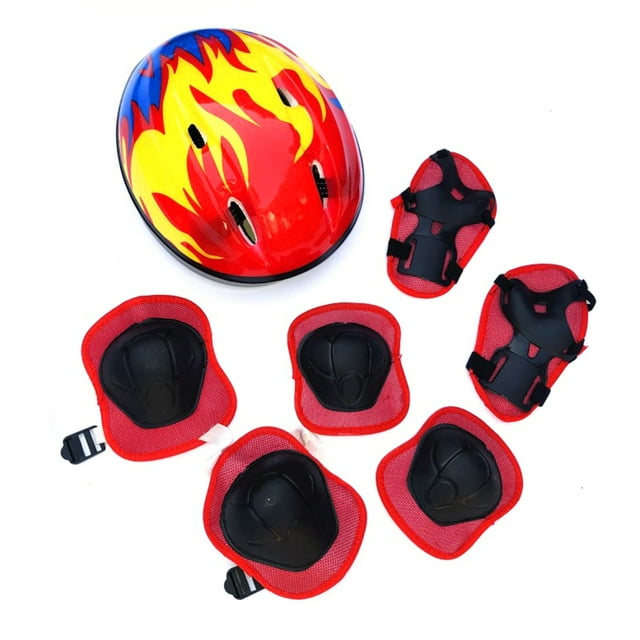 7 unids/set equipo de protección para niños con casco ajustable rodilleras coderas muñequeras para patines YUNYI BRAND Deportes