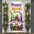 thumbnail image 3 of Colorful Design Happy Mardi Gras Banner Jester Hat Pattern Mardi Gras Display Feather Mask Gnome Character Carnival Backdrop for Mardi Gras Celebration Carnival Party Photo Shoot, 3 of 4