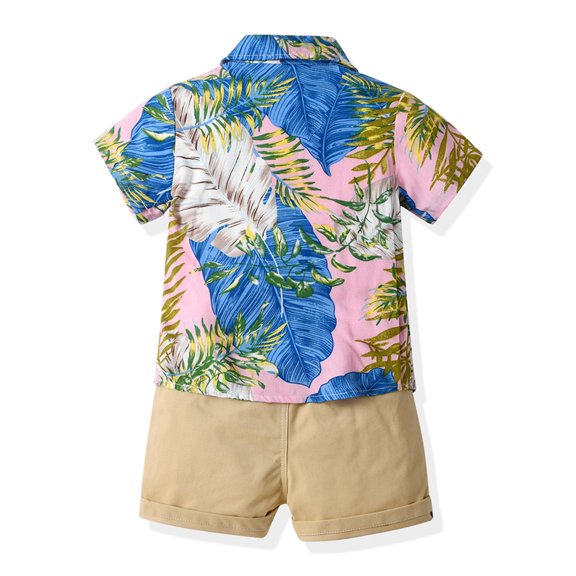 Vedolay Short Set For Boy Casual Summer Boys Tie Dye Short Sleeve Shirt and Shorts Set for Toddler and Little Kids,Beige 4-5 Years