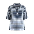 thumbnail image 5 of Ankola Womens Striped Knit Polo Shirts Short Sleeve Collared Shirt Casual Summer Pullover Sweater Tee Tops, 5 of 5