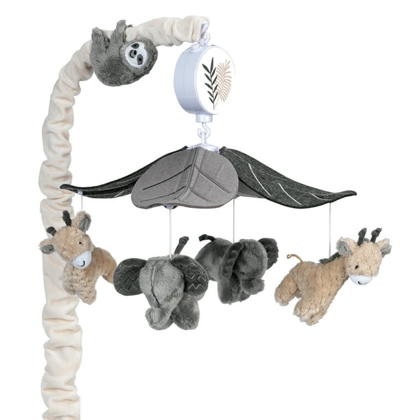 Lambs & Ivy Baby Jungle Animals Gray/Tan Musical Crib Mobile Soother